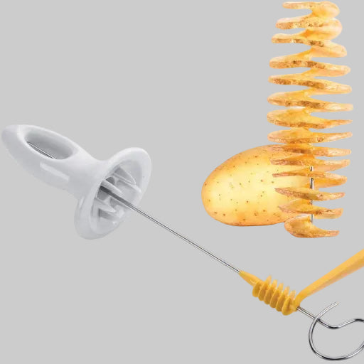 Tornado Potato Spiral Manual Cutter Slicer - 4 Spits - Reusable Potato Twister Stainless Steel Chips Fruits Vegetable Tools. Kitchen Cooking Maker, Tower Chips Making Twist Shredder - Clever Nest