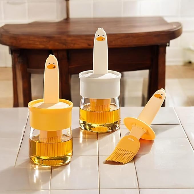 2 In 1 Olive Oil Silicone Brush And High Temperature Resistant Oil Bottle Integrated Barbecue Cooking Utensils Home(Pack of 1) - Clever Nest