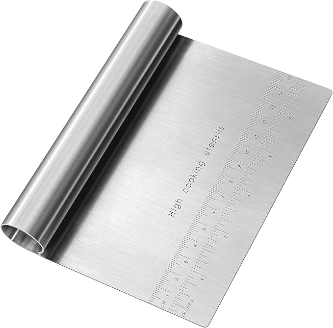 Pro Dough - Pastry Scraper, Cutter, Chopper, Stainless Steel, Polished with Measuring Scale, Multi-Purpose - Clever Nest