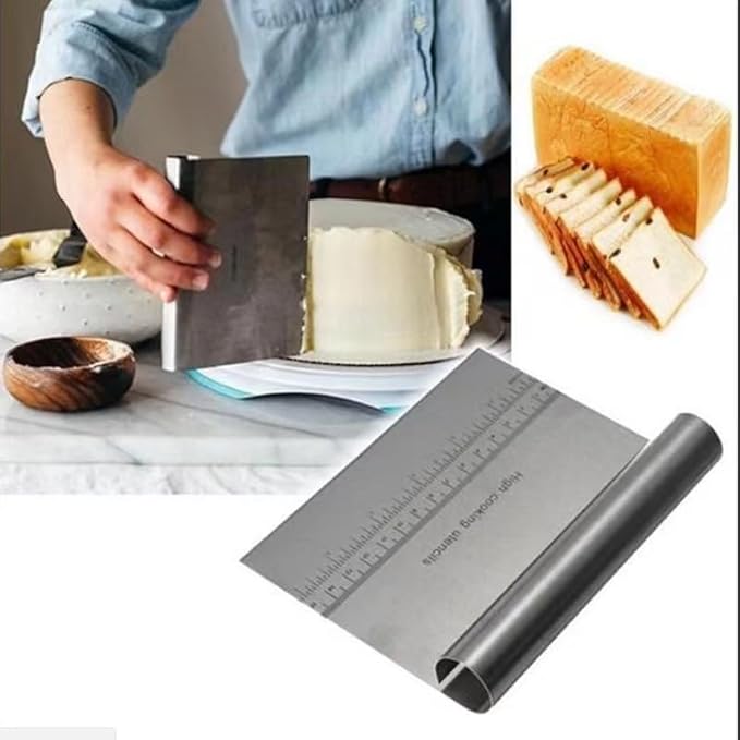 Pro Dough - Pastry Scraper, Cutter, Chopper, Stainless Steel, Polished with Measuring Scale, Multi-Purpose - Clever Nest