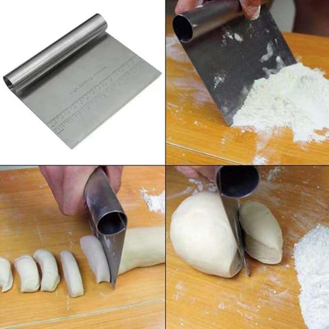 Pro Dough - Pastry Scraper, Cutter, Chopper, Stainless Steel, Polished with Measuring Scale, Multi-Purpose - Clever Nest