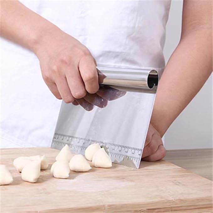 Pro Dough - Pastry Scraper, Cutter, Chopper, Stainless Steel, Polished with Measuring Scale, Multi-Purpose - Clever Nest