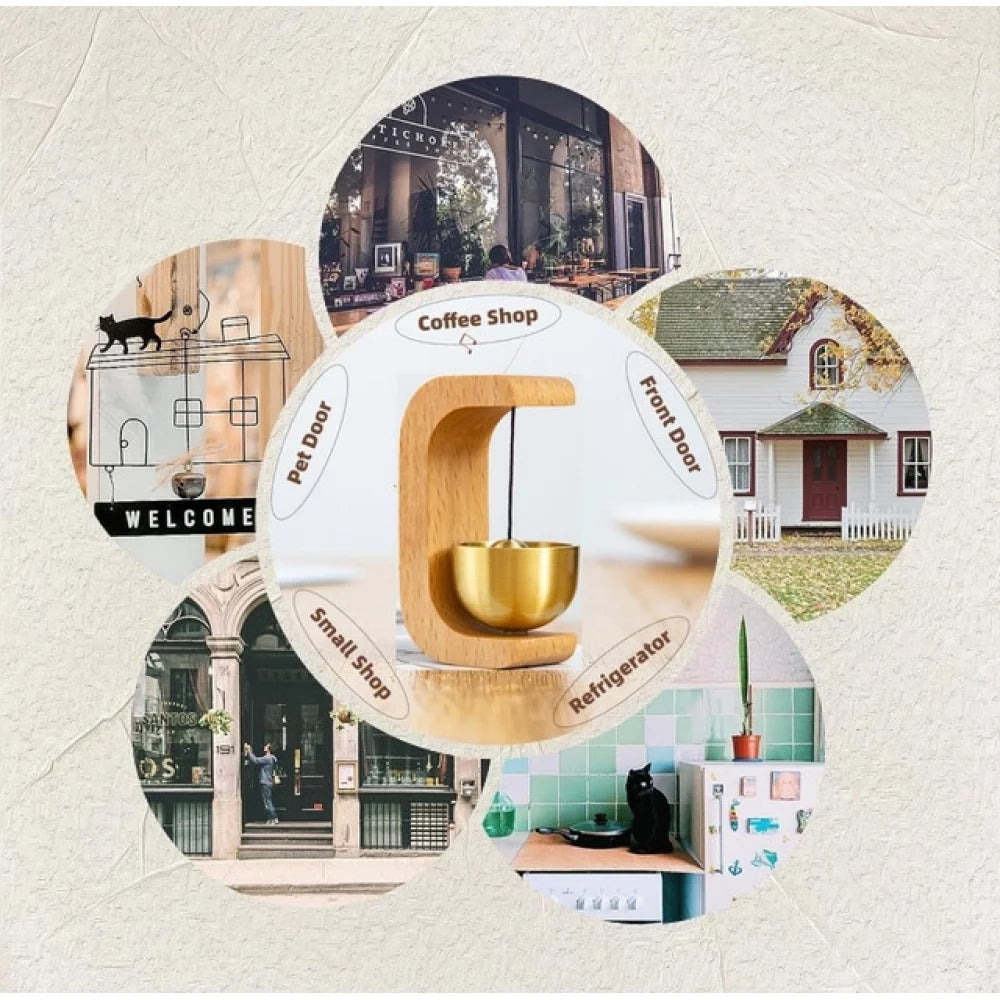 Self-Adhesive Magnetic Doorbell (Gold) | No Drilling Required | Easy Peel & Stick Installation | Premium Gold Finish for Home & Shops