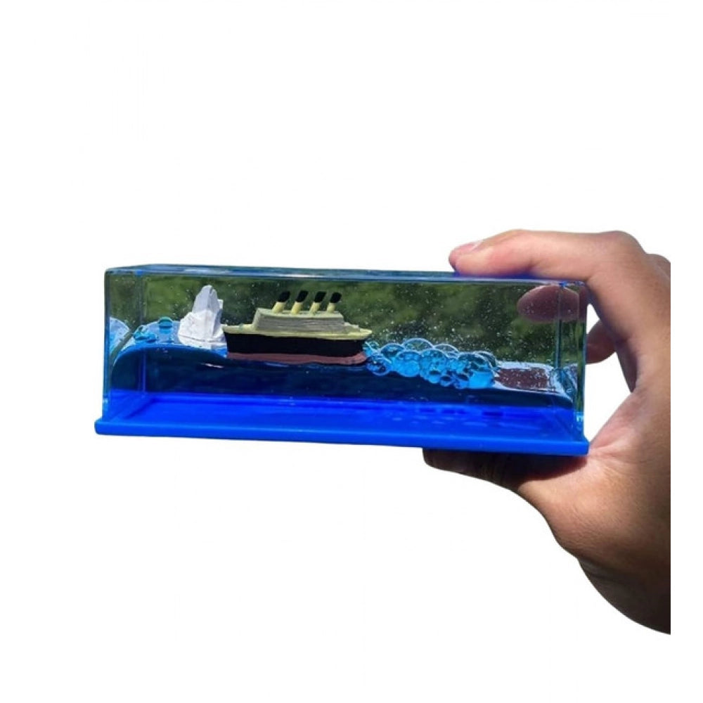 Liquid Wave Cruise Ship Desk Ornament – Stress Relief Decor (Blue)
