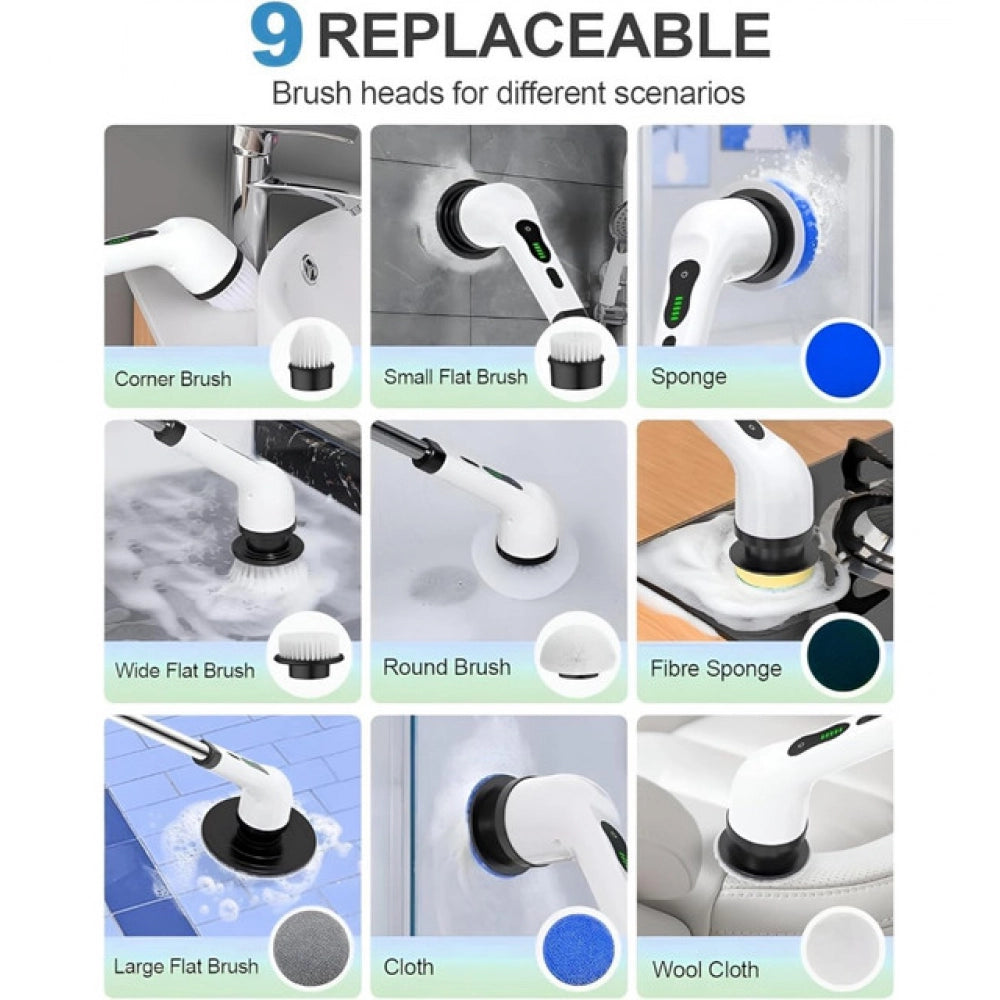 9-in-1 Cordless Electric Spin Scrubber with Extendable Handle (Multicolor)