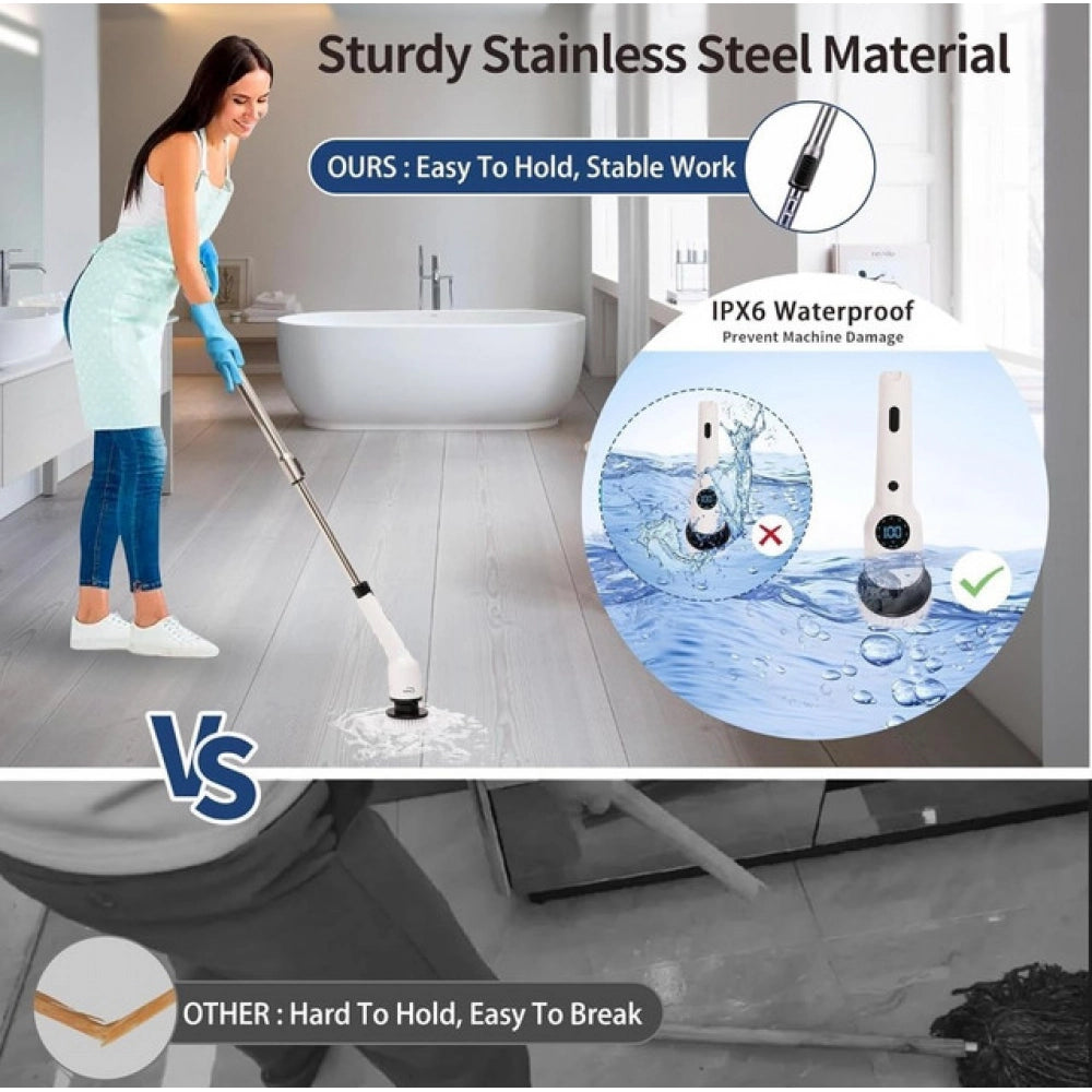 9-in-1 Cordless Electric Spin Scrubber with Extendable Handle (Multicolor)